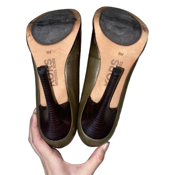 Michael Kors Peep Toe Leather Stiletto Heels - Size 8 - Picture 12 of 13